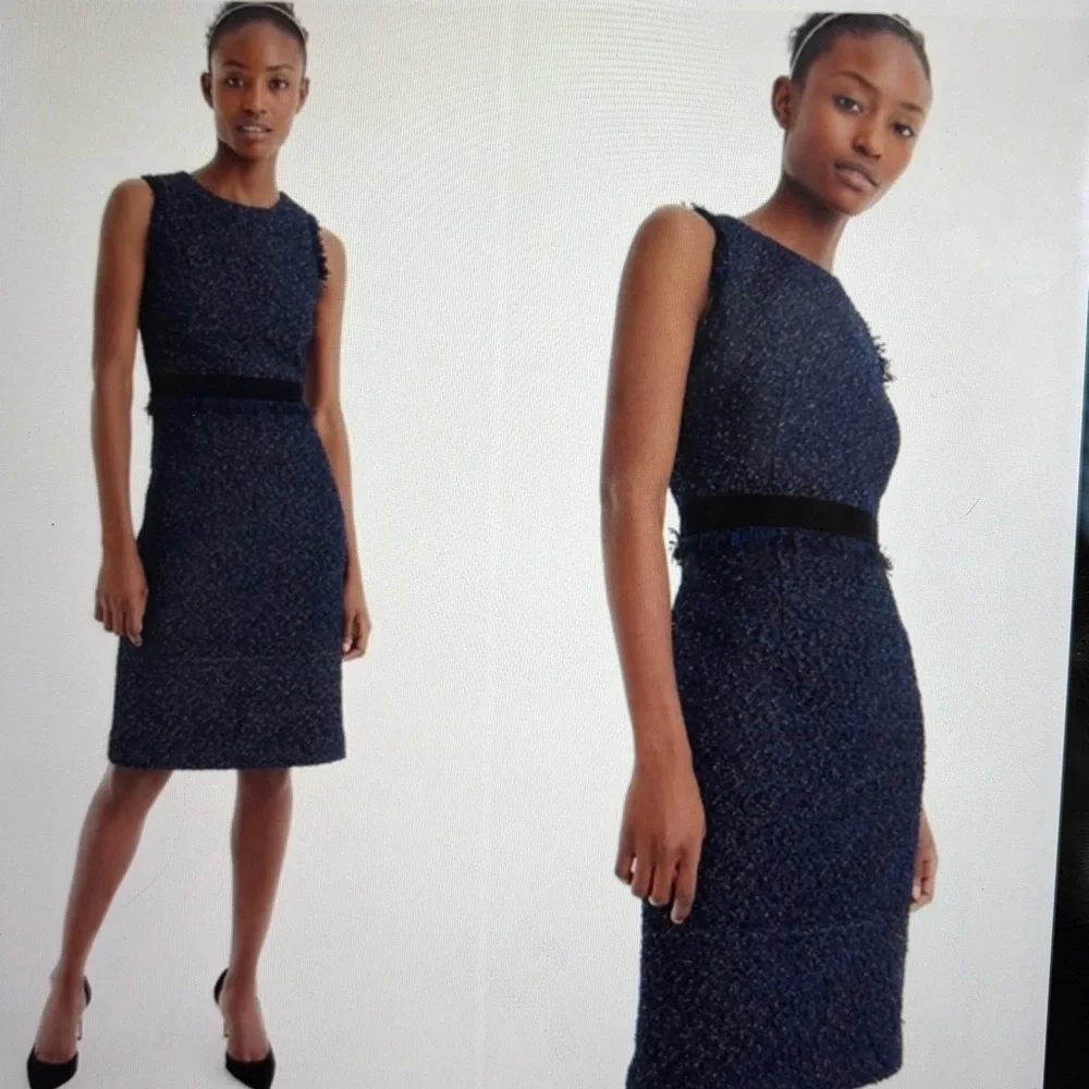 J. Crew Sparkle Sheath Navy Tweed Dress, 00